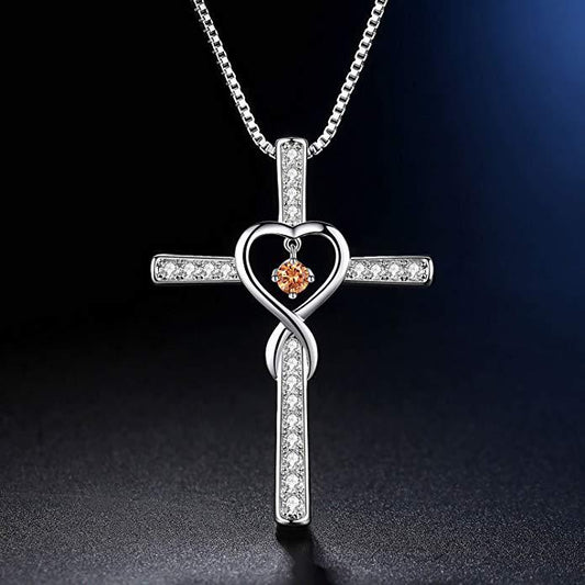 White Gold Plated &  Zircon Cross Necklace by Lordwithyou™