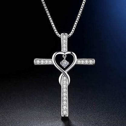 White Gold Plated &  Zircon Cross Necklace by Lordwithyou™