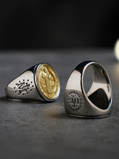Titanium And Bronze Jesus Ring by Lordwithyou™