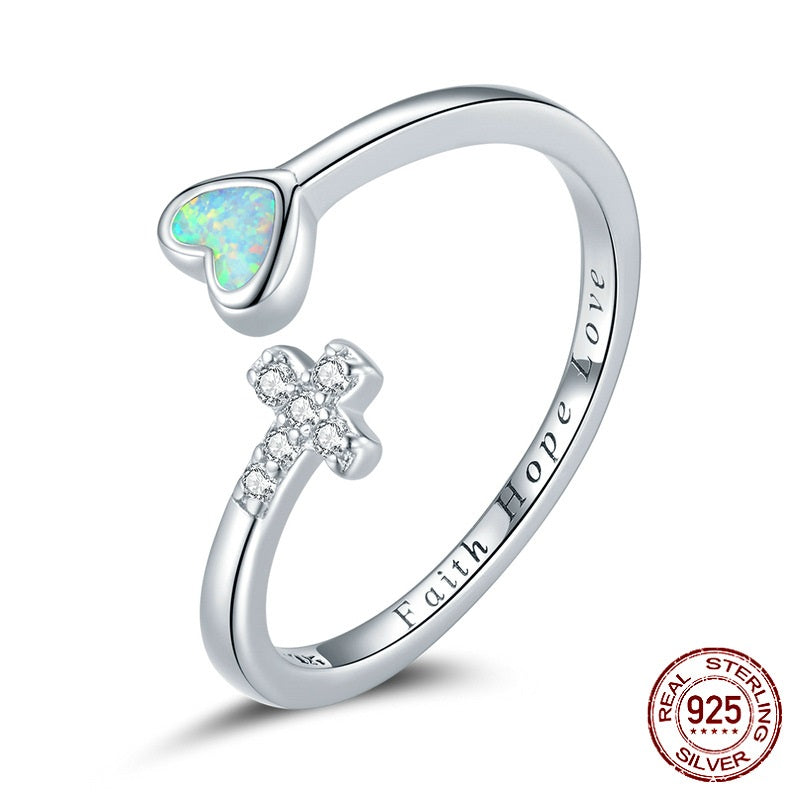Faith Love Hope Ring in Opal & 925 Sterling Silver by Lordwithyou™