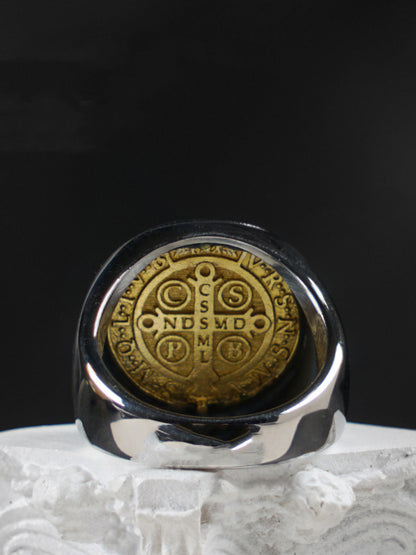 Titanium And Bronze Jesus Ring by Lordwithyou™