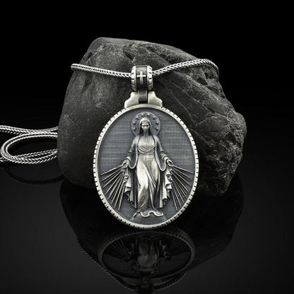 Virgin Mary Medal Religious Christian Stainless Steel Necklace by Lordwithyou™