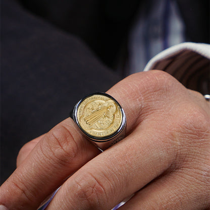 Titanium And Bronze Jesus Ring by Lordwithyou™