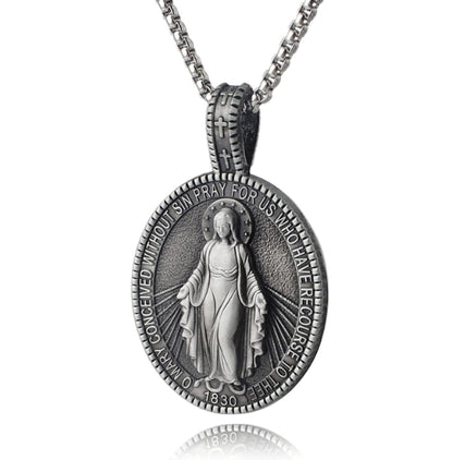 Virgin Mary Medal Religious Christian Stainless Steel Necklace by Lordwithyou™
