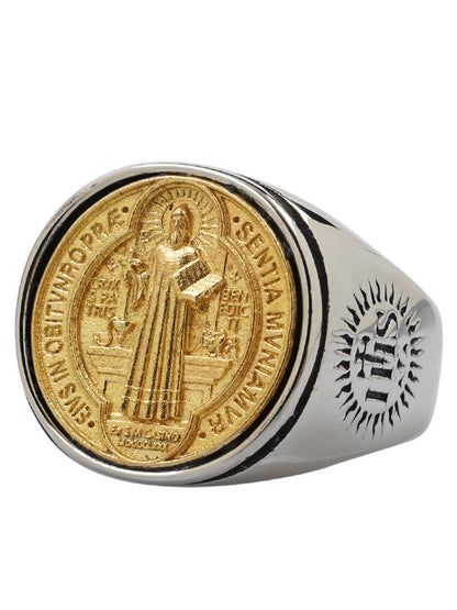 Titanium And Bronze Jesus Ring by Lordwithyou™